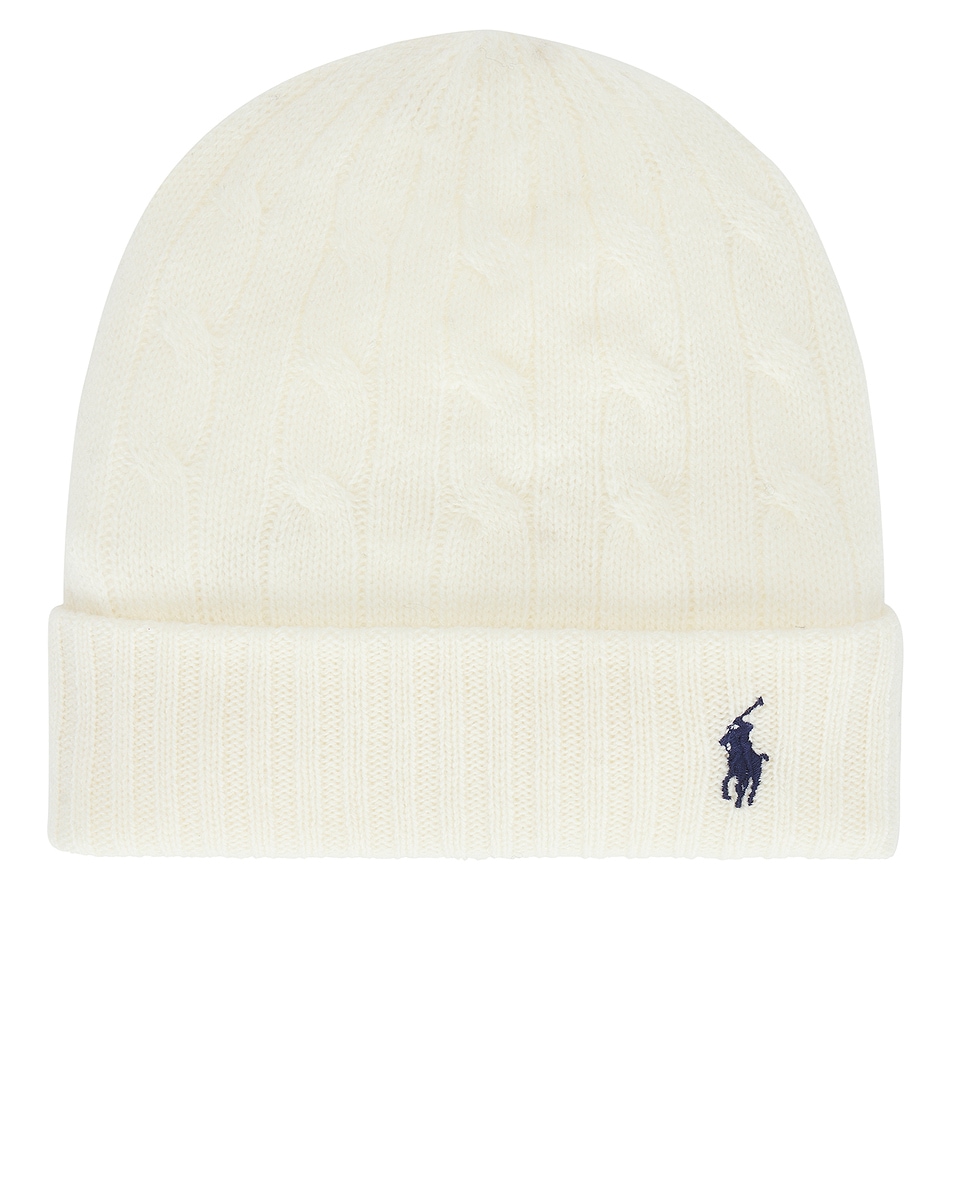 Image 1 of Polo Ralph Lauren Cable Knit Beanie in Cream