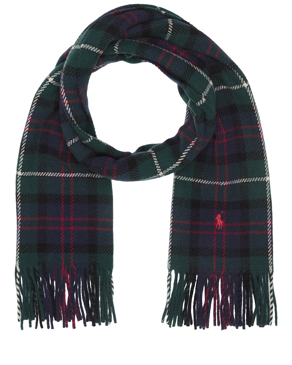 Image 1 of Polo Ralph Lauren Plaid Twill Scarf in Navy Plaid