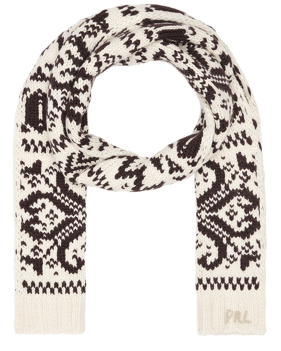 Image 1 of Polo Ralph Lauren Snowflake Scarf in Cream & Brown