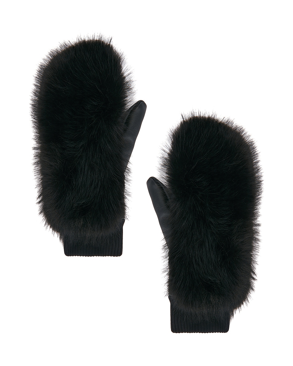Image 1 of Perfect Moment Faux Fur Mittens in Black