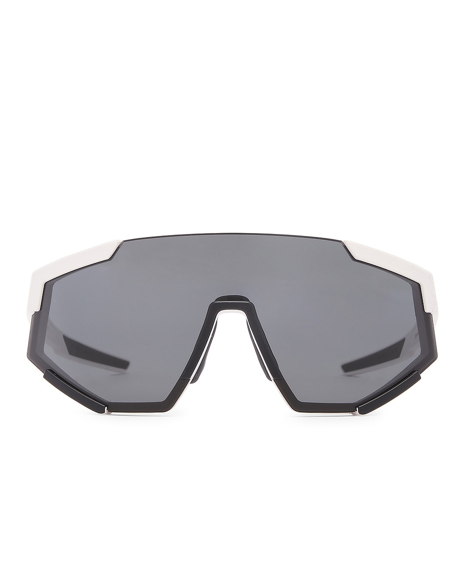 Image 1 of Prada Linea Rossa Shield Sunglasses in White Rubber
