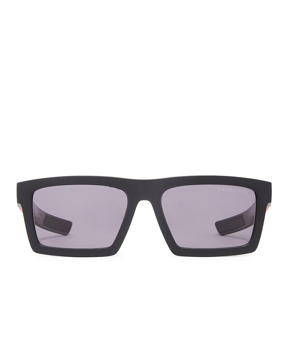 Image 1 of Prada Linea Rossa Rectangle Sunglasses in Matte Black