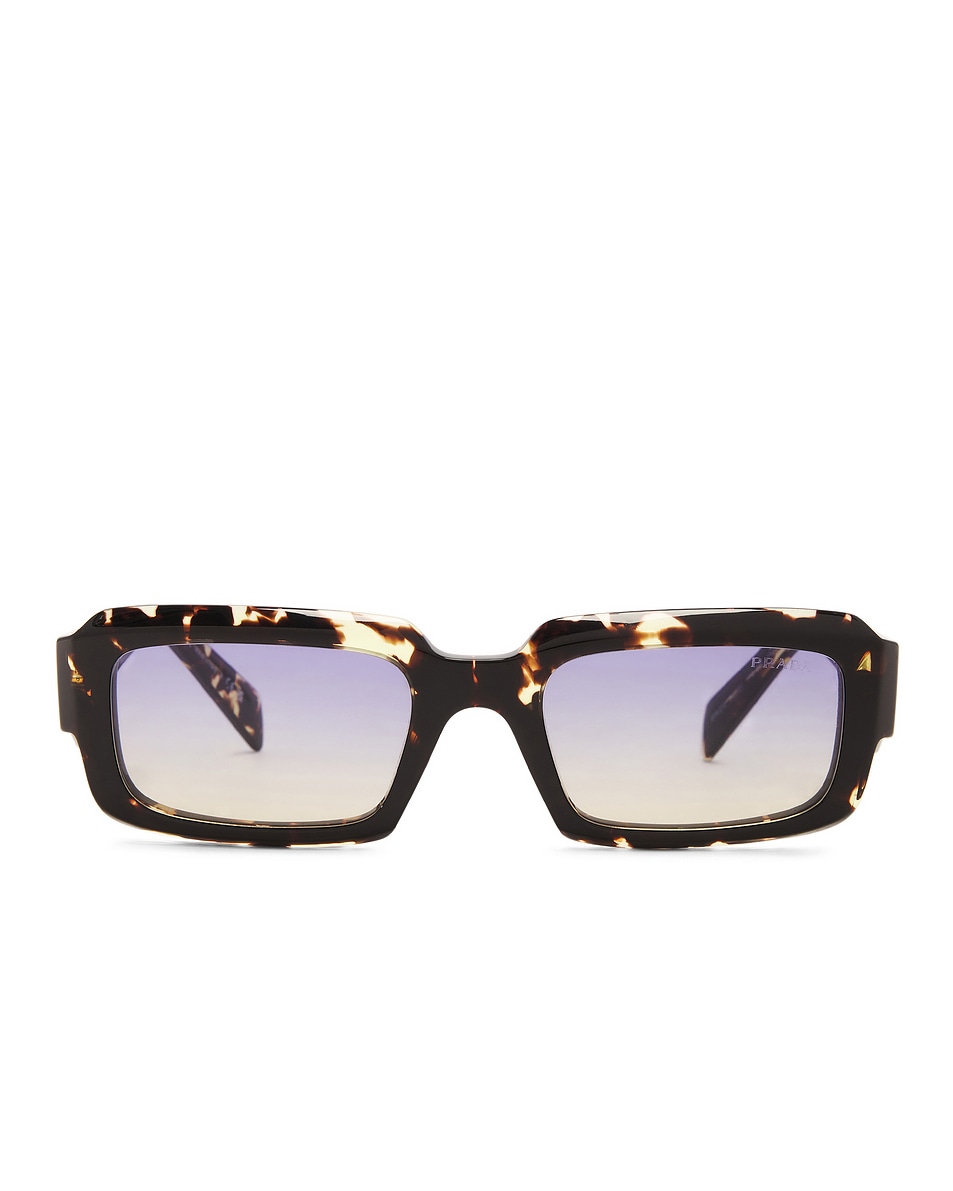 Image 1 of Prada Rectangular Frame Sunglasses in Black Crystal