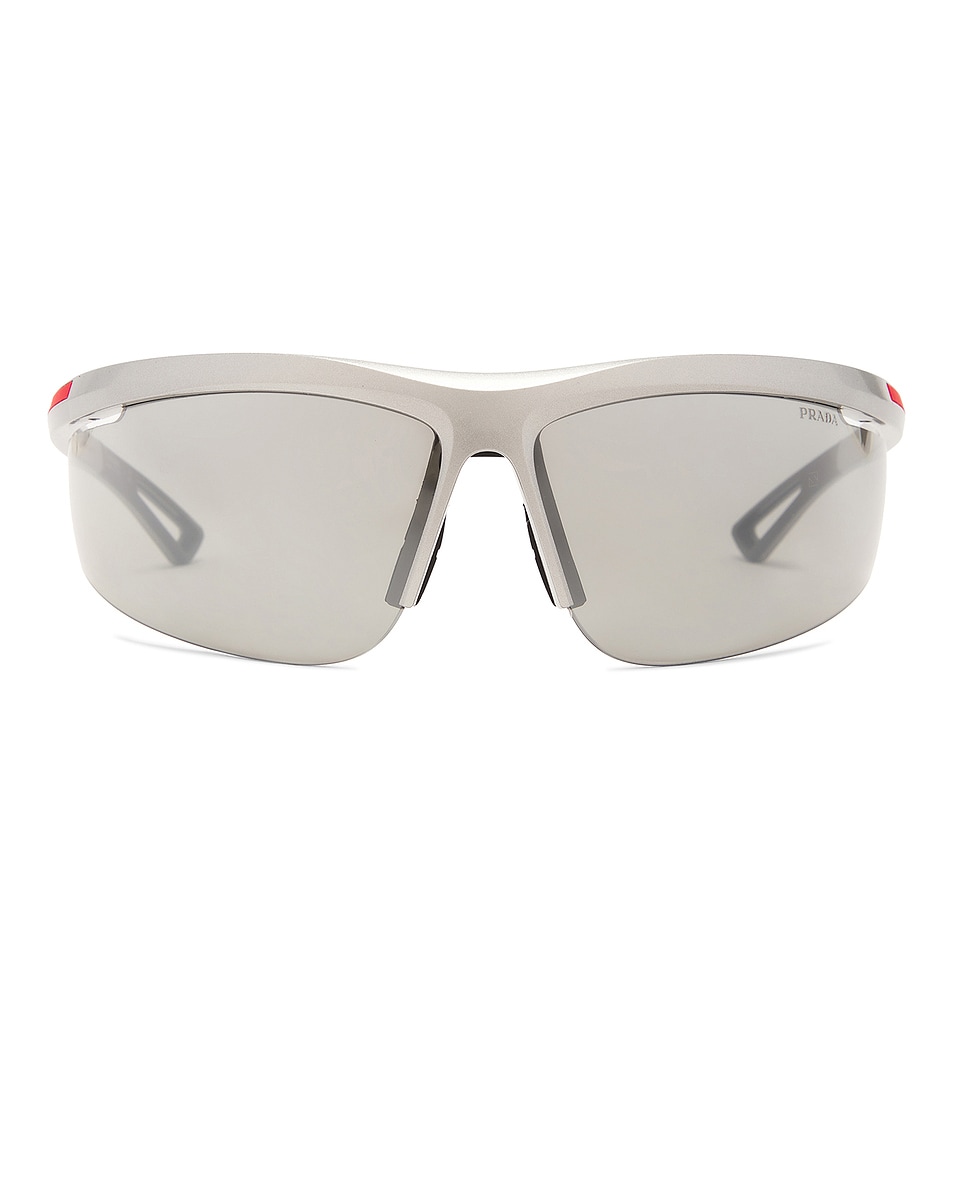 Image 1 of Prada Visor Sunglasses in Silver in Grey