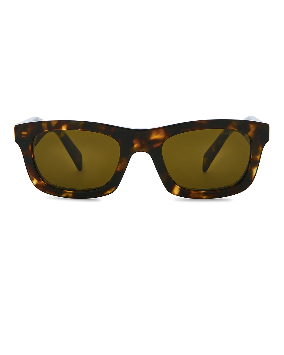 Image 1 of Prada Rectangular Sunglasses in Honey Tortoise & Dark Brown