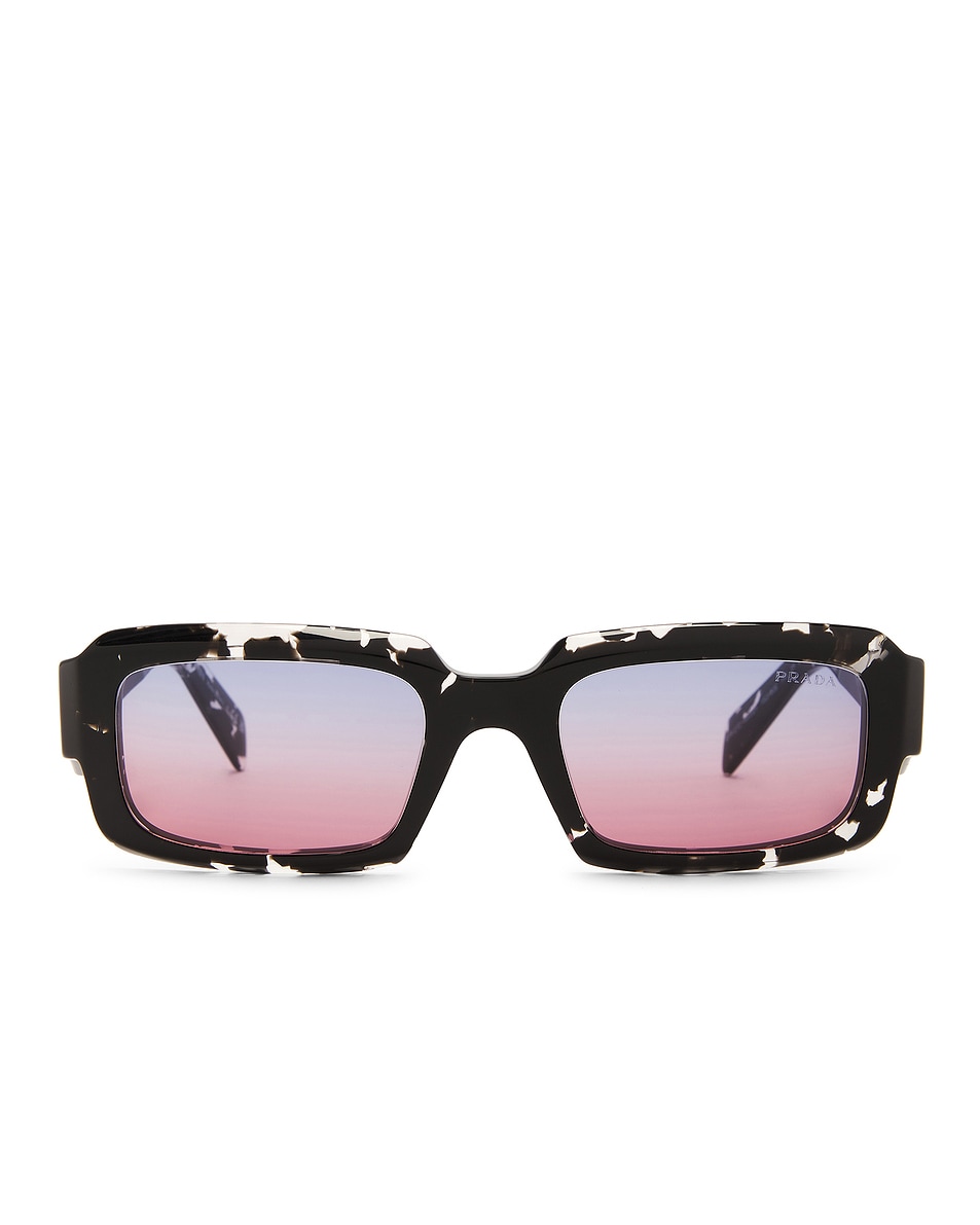 Image 1 of Prada Rectangular Frame Sunglasses in Black Crystal