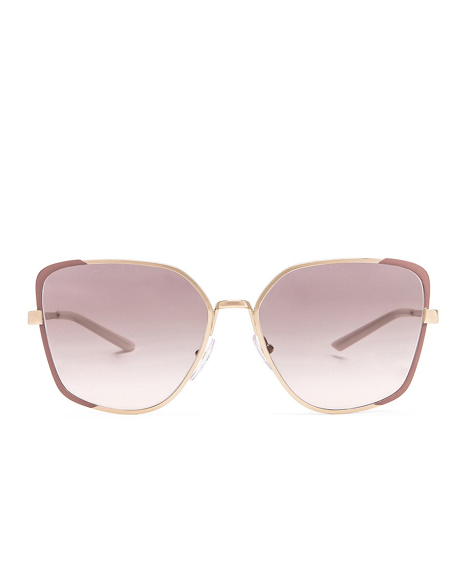 Image 1 of Prada Square Metal Sunglasses in Pale Gold