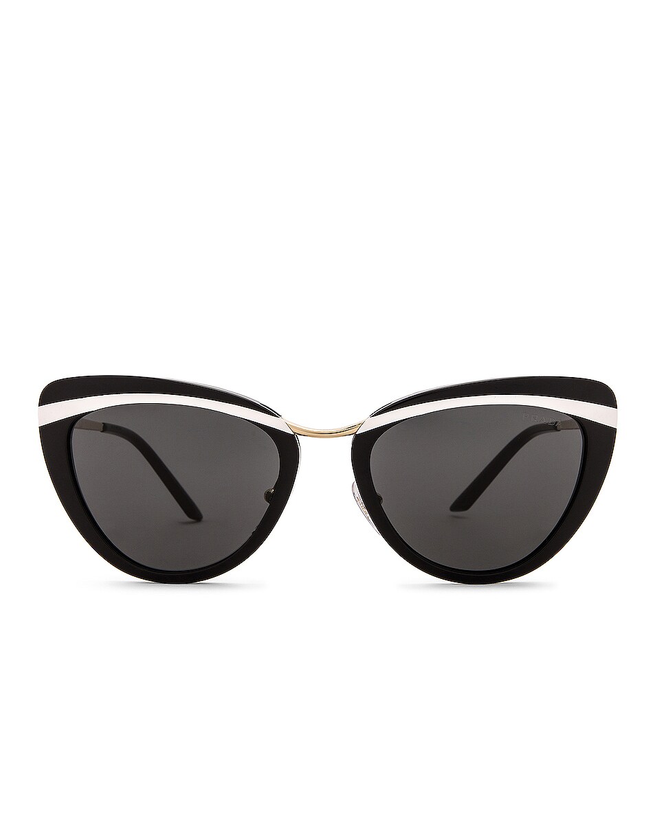 Image 1 of Prada Acetate Cat Eye Sunglasses in Black & White