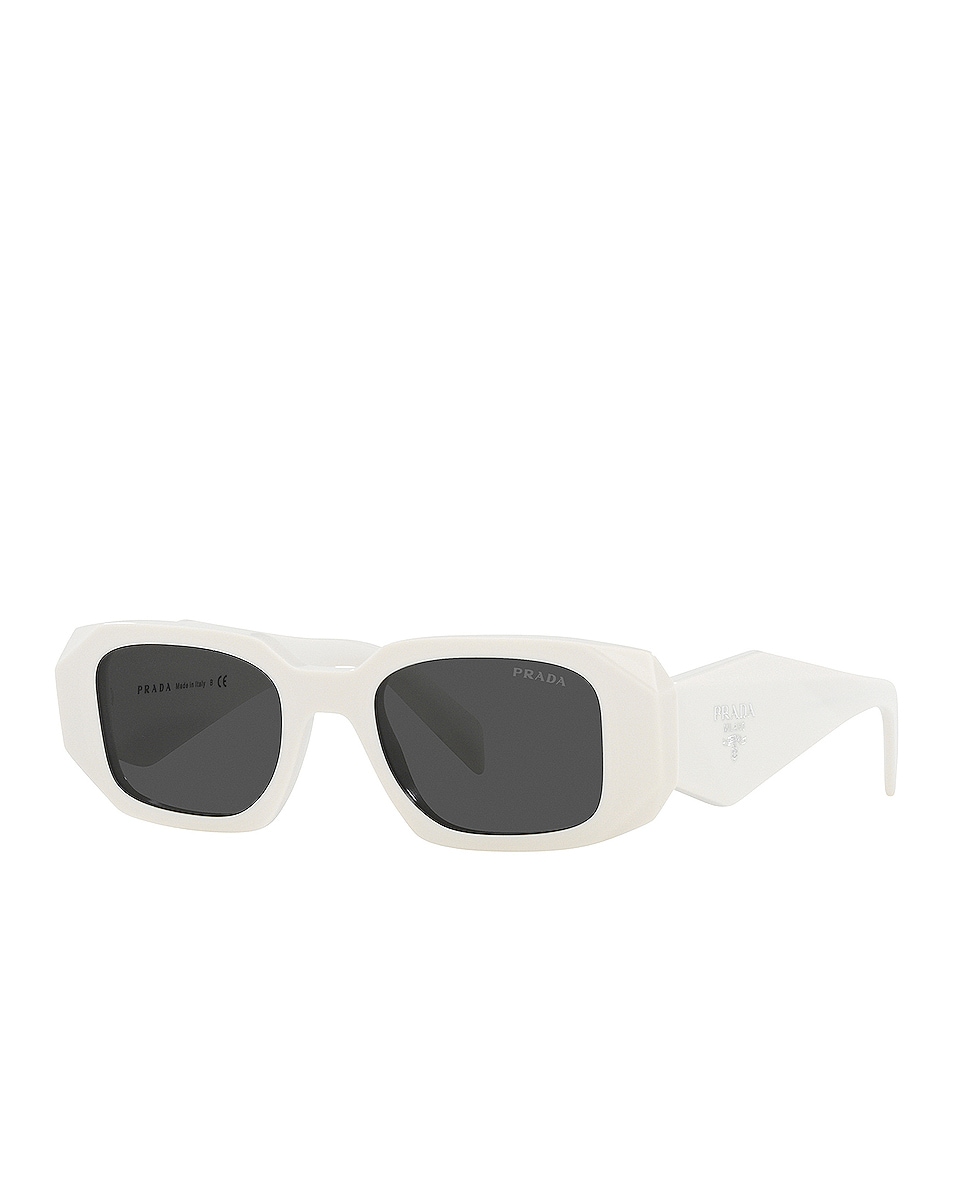 Prada Scultoreo Narrow Sunglasses in White & Dark Grey | FWRD