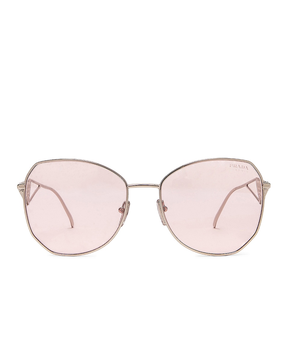 Image 1 of Prada Round Sunglasses in Silver & Pink Photochromic