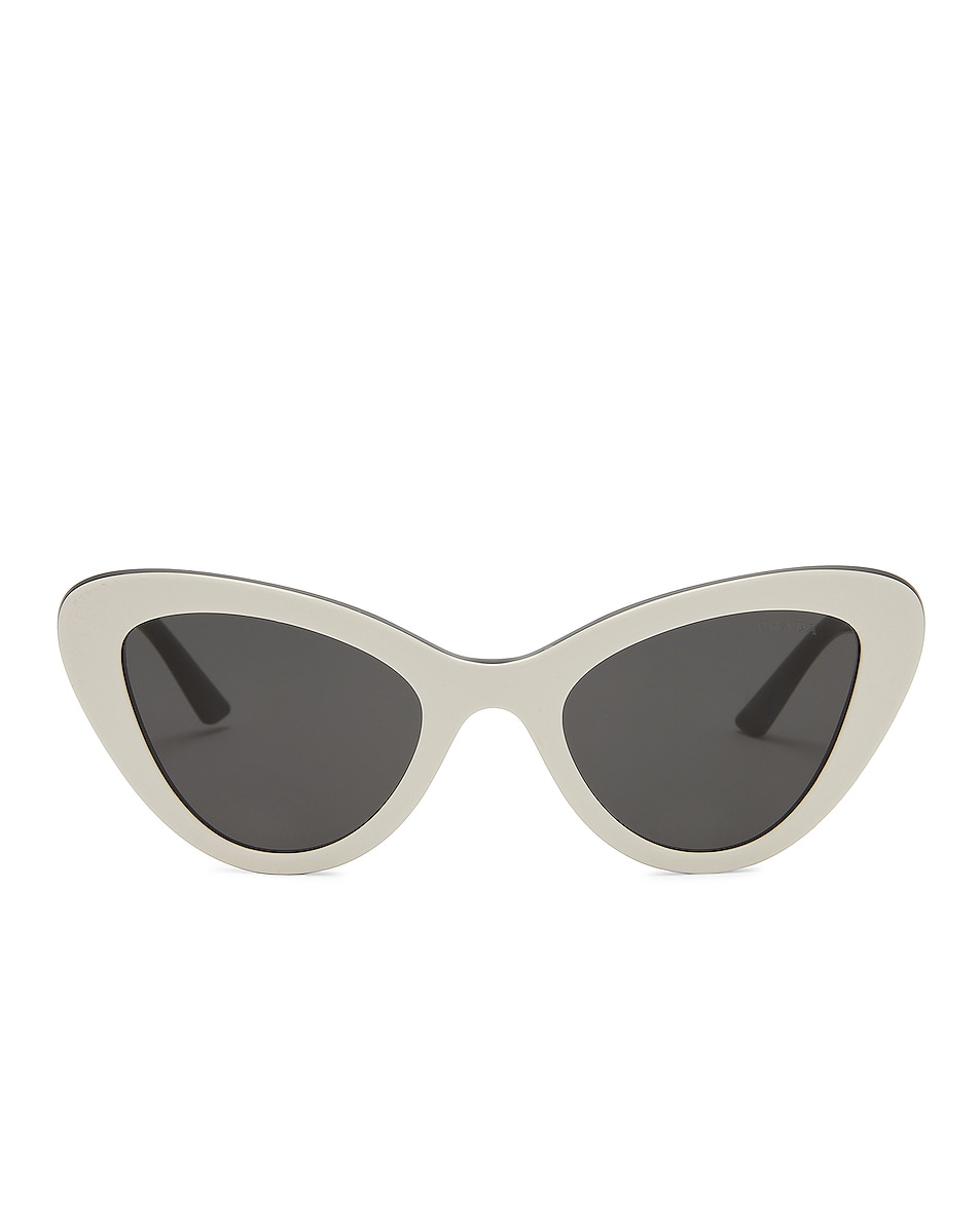 Image 1 of Prada Cat Eye Sunglasses in White & Dark Grey