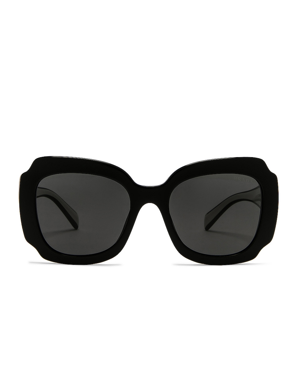 Image 1 of Prada Oversized Square Sunglasses in Black & Dark Grey