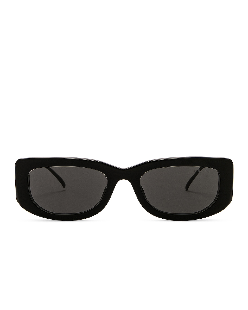 Image 1 of Prada Rectangle Sunglasses in Black & Dark Grey