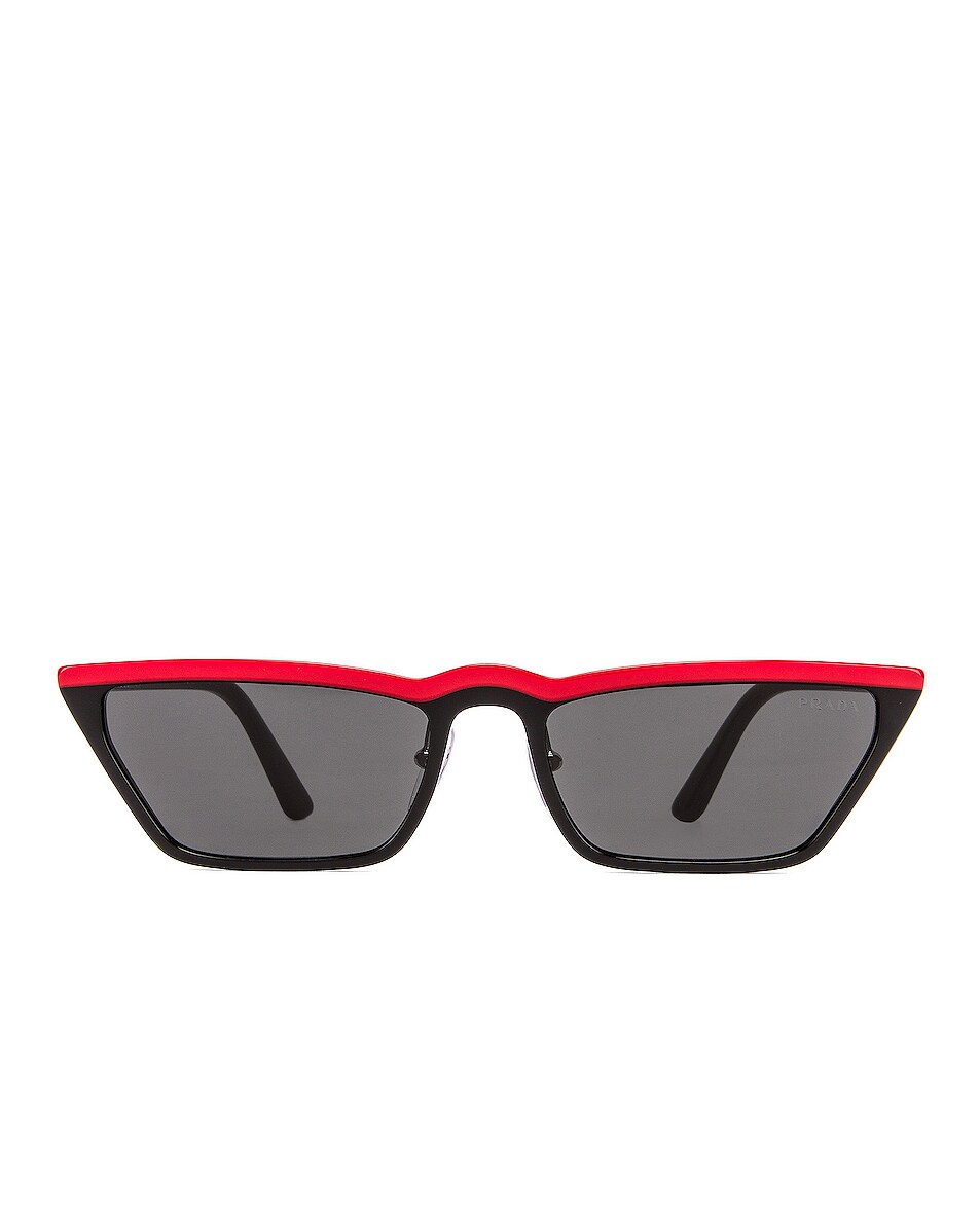 Image 1 of Prada Acetate Low Angle Cut Sunglasses in Black & Red