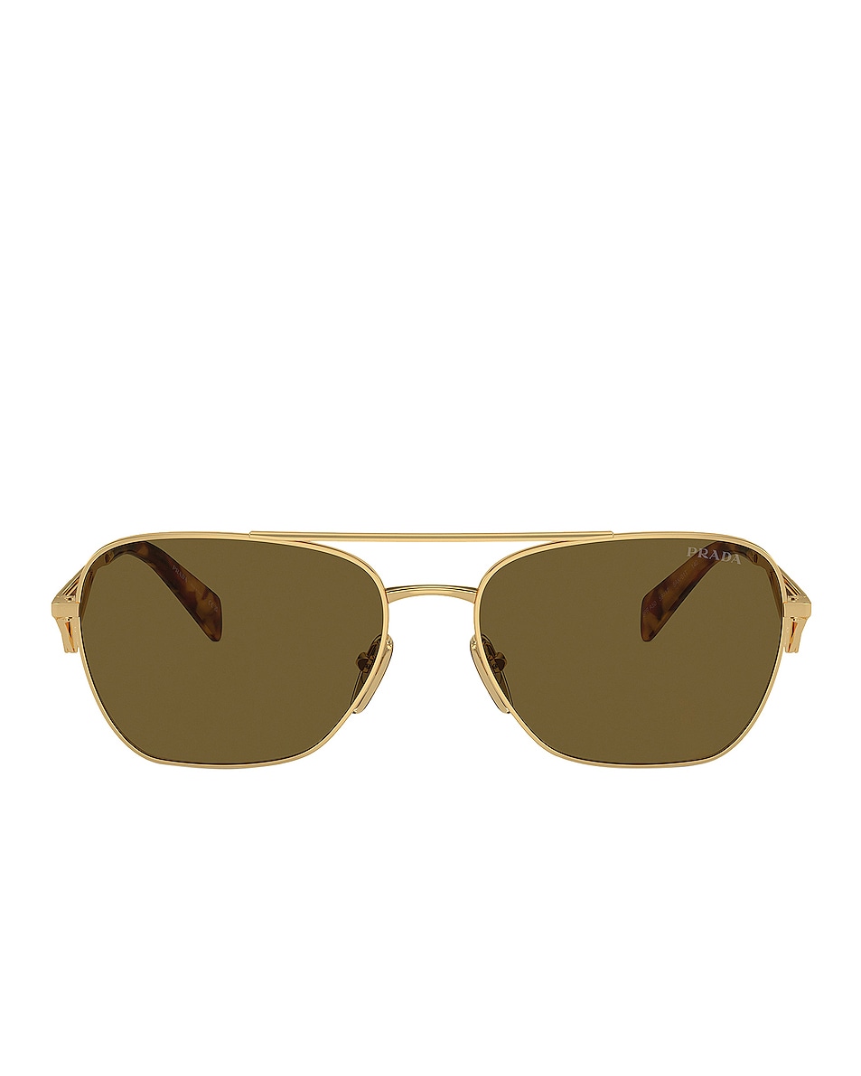 Image 1 of Prada Aviator Sunglasses in Gold & Dark Green
