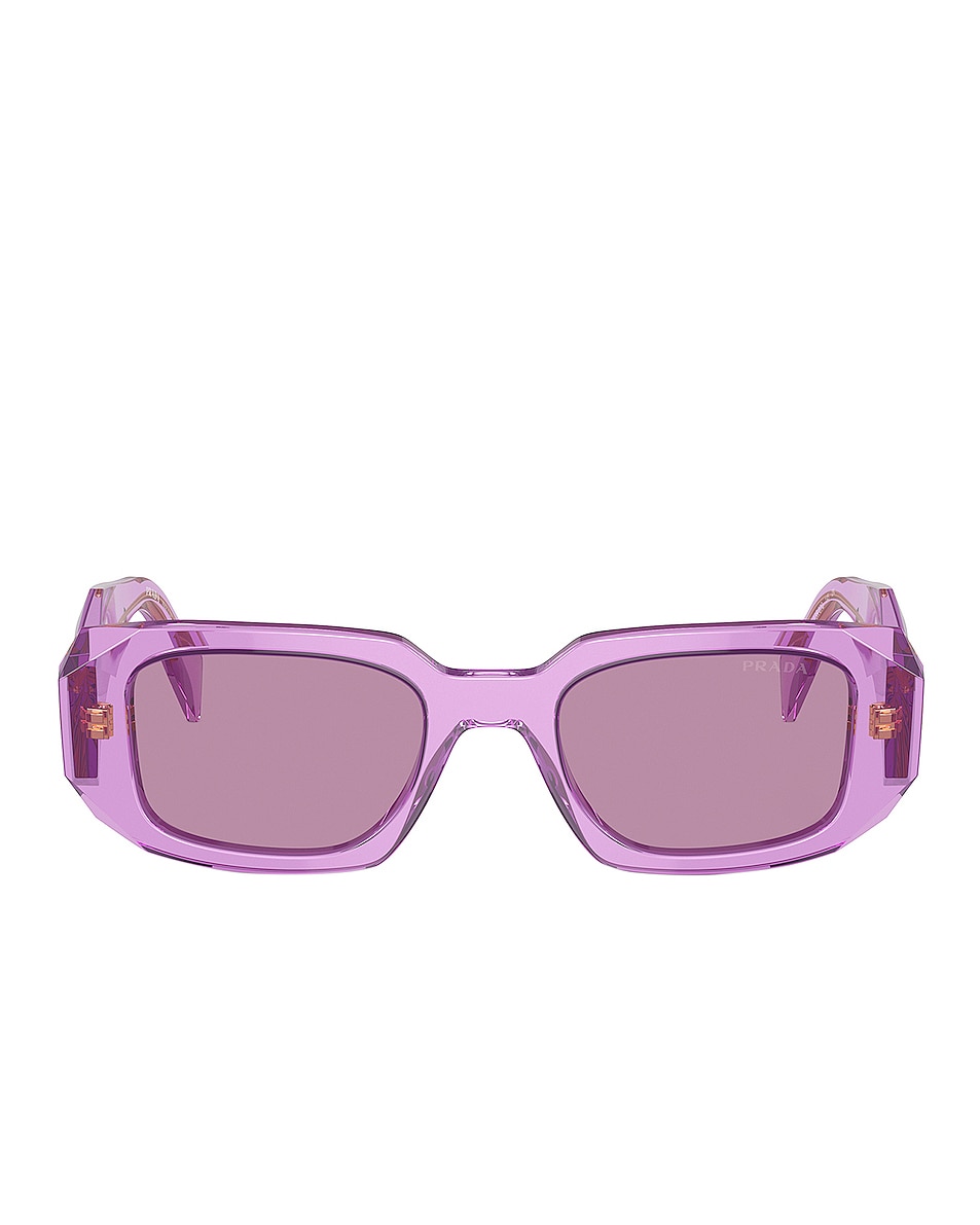 Image 1 of Prada Rectangle Sunglasses in Transparent Amethyst