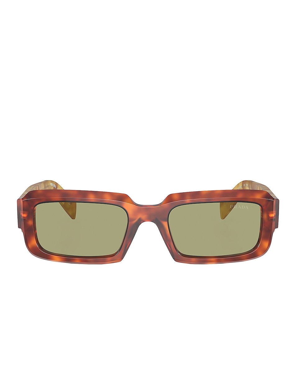 Image 1 of Prada Rectangle Sunglasses in Cognac Tortoise
