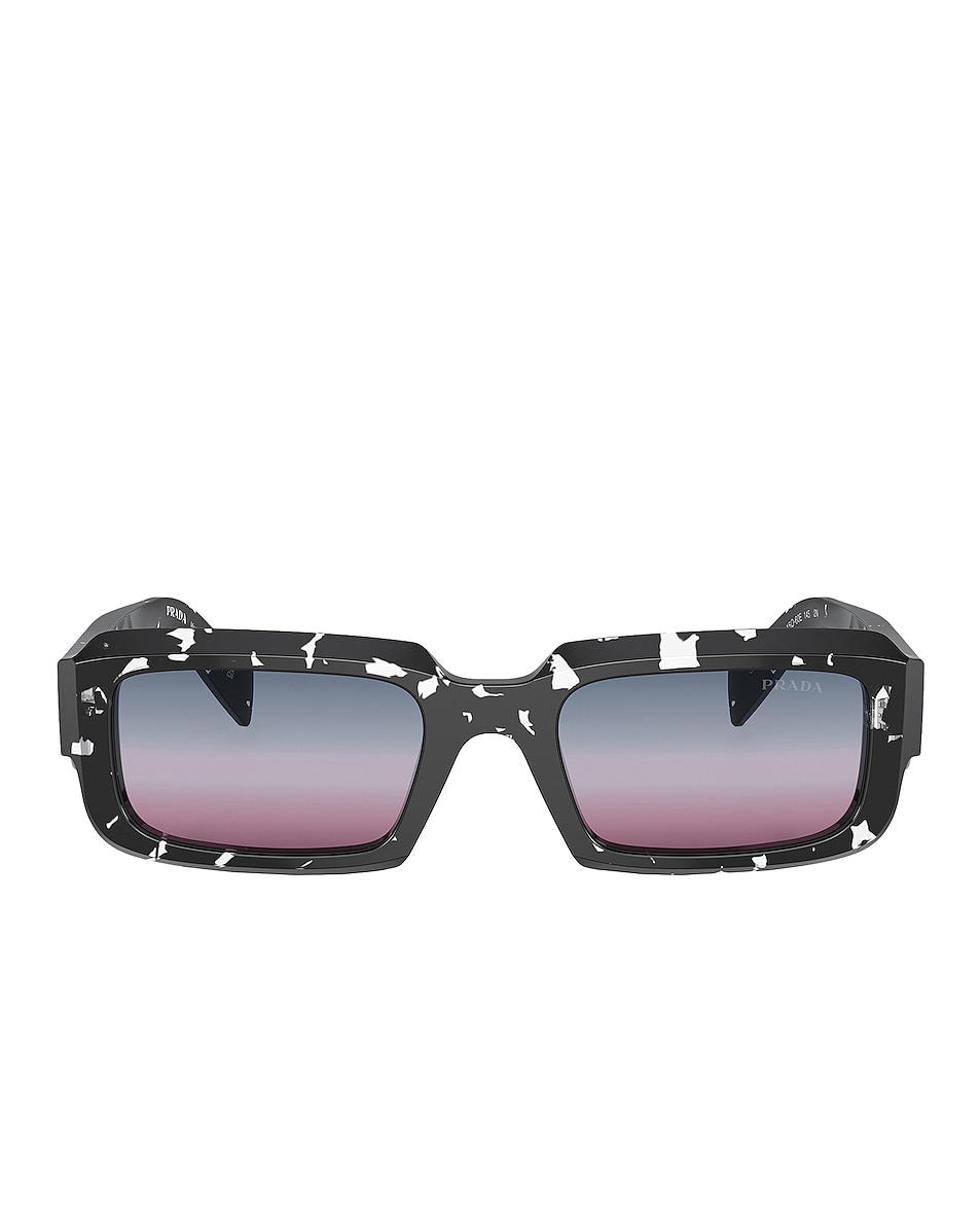 Image 1 of Prada Rectangle Sunglasses in Black Crystal