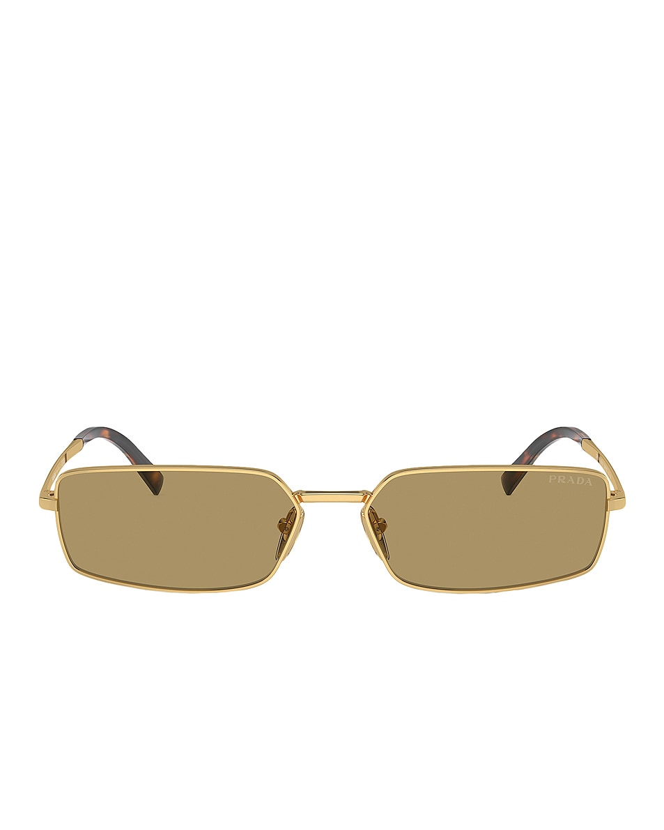 Image 1 of Prada Rectangle Sunglasses in Gold