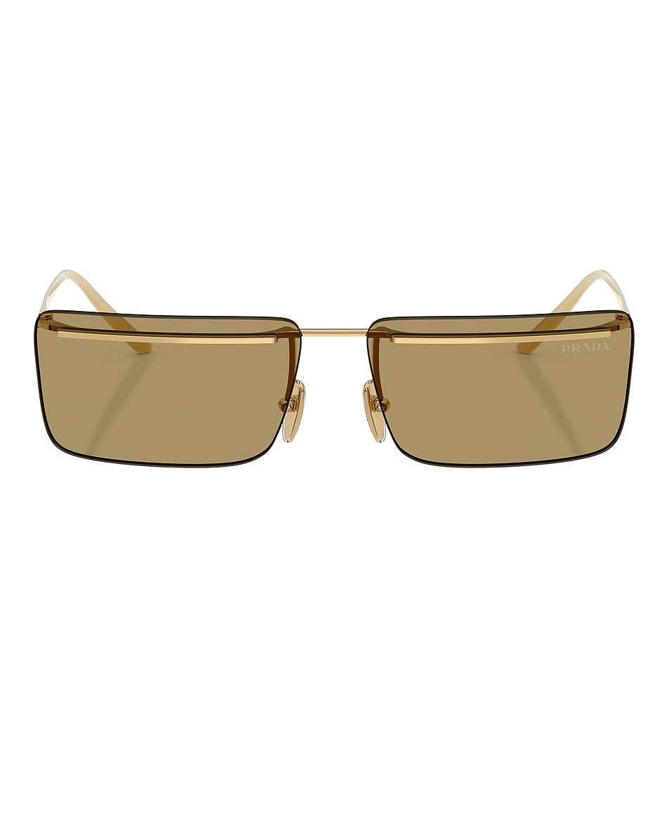 Image 1 of Prada Rectangular Sunglasses in Gold