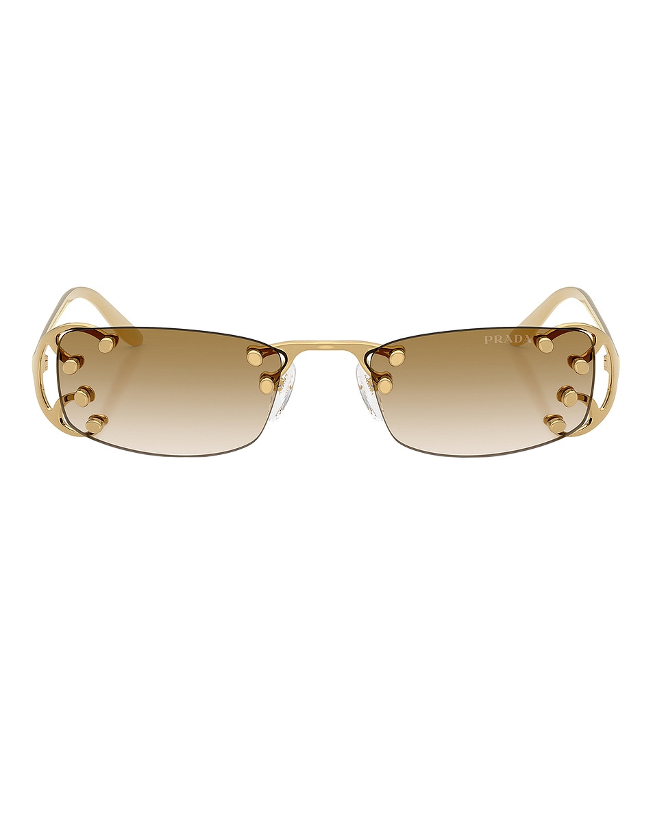 Image 1 of Prada Rectangular Sunglasses in Gold