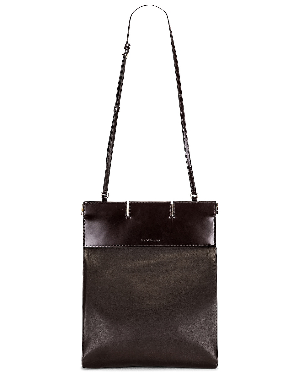 Image 1 of Peter Do Combo Hinge Tote in Shiny Brown & Brown