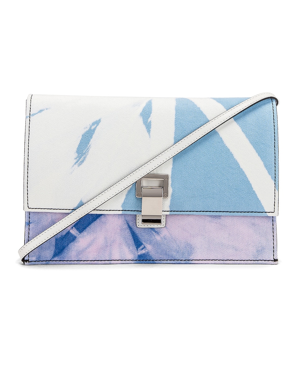 Image 1 of Proenza Schouler Denim Tie Dye Small Lunch Bag in Baby Blue & Lilac