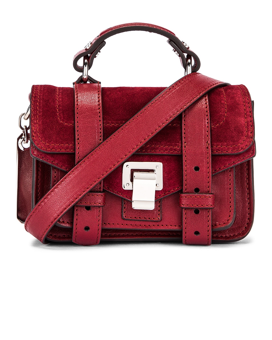Image 1 of Proenza Schouler Micro PS1 Leather & Suede Bag in Dahlia