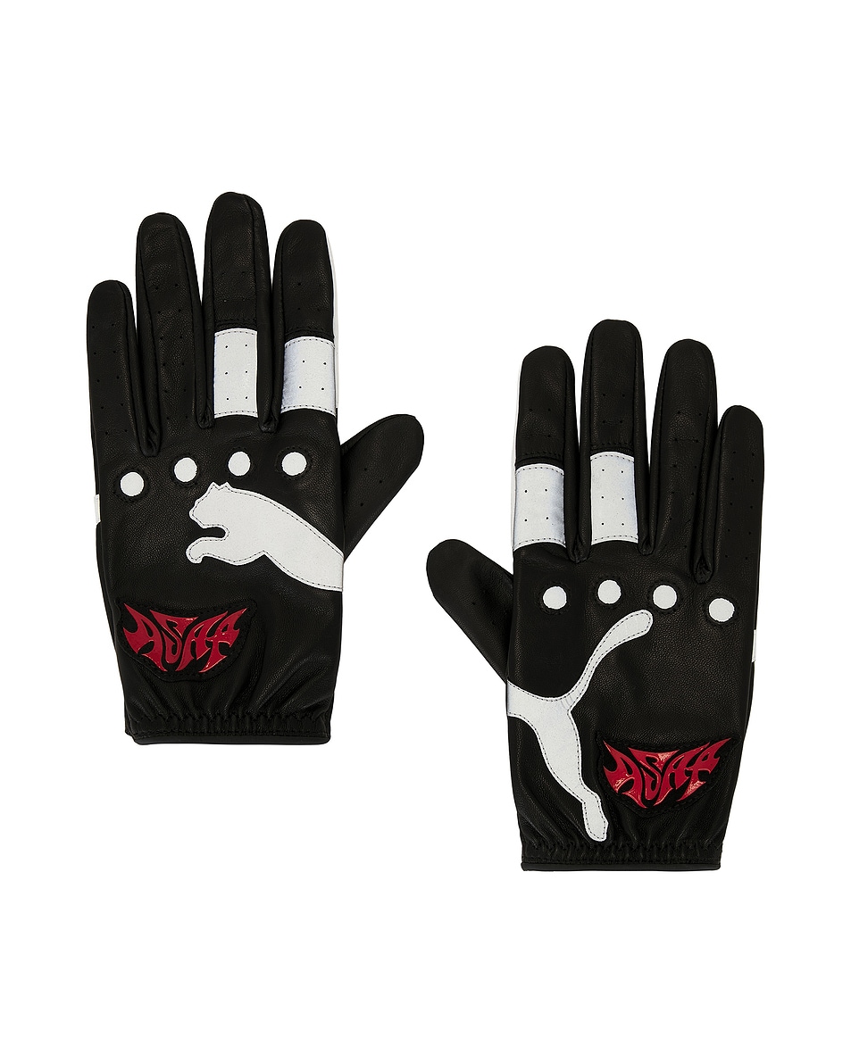 Image 1 of Puma Select x A$Ap Rocky Driving Gloves in Puma Black, Fierce Red, & Puma White