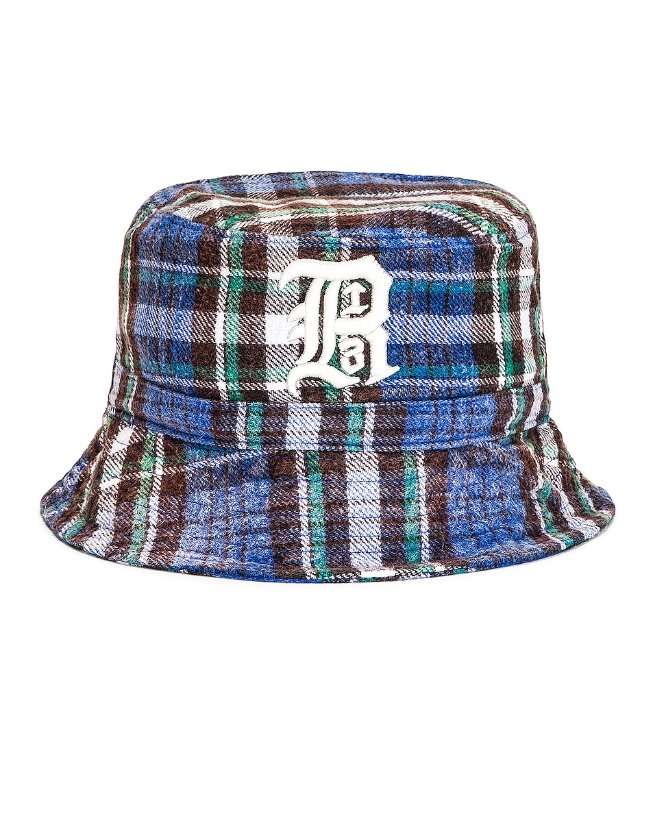 Image 1 of R13 Double Layer Bucket Hat in Blue & Green Plaid