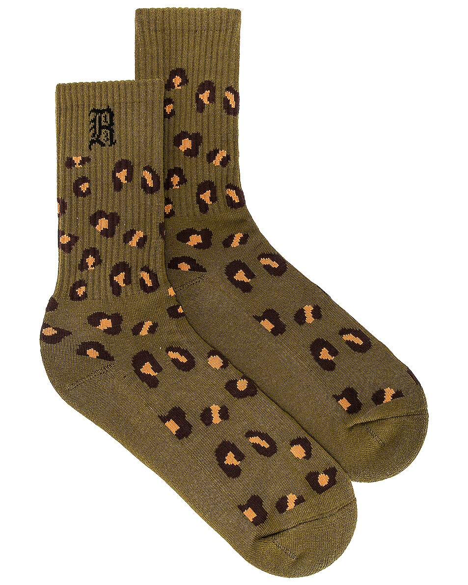 Image 1 of R13 Leopard Socks in Olive