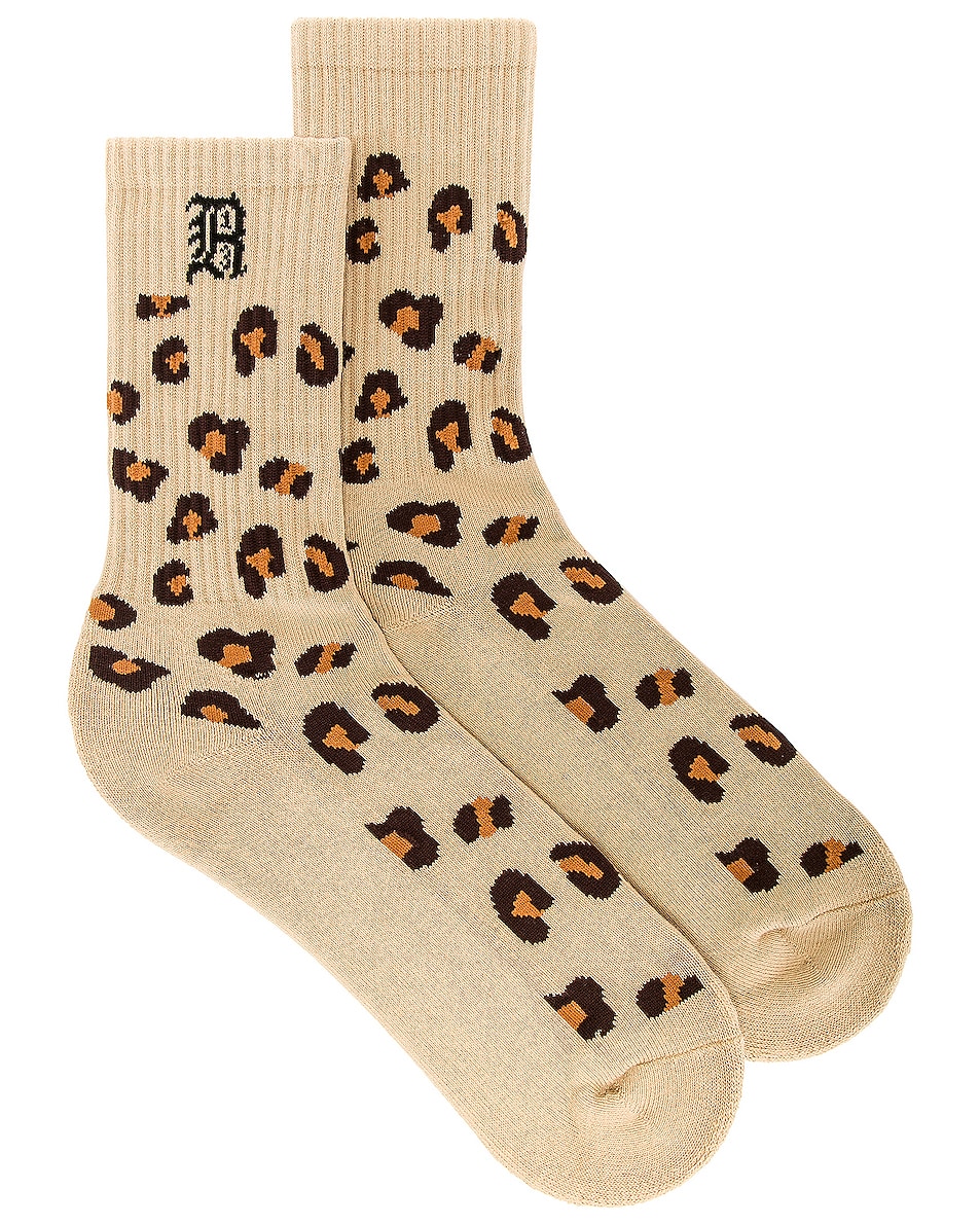 Image 1 of R13 Leopard Socks in Khaki