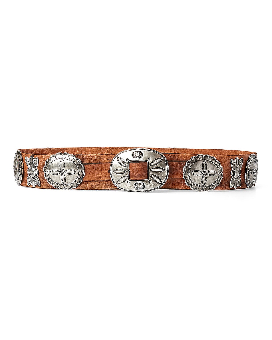 Image 1 of Ralph Lauren Collection Leather Cast Concho Belt in Brown