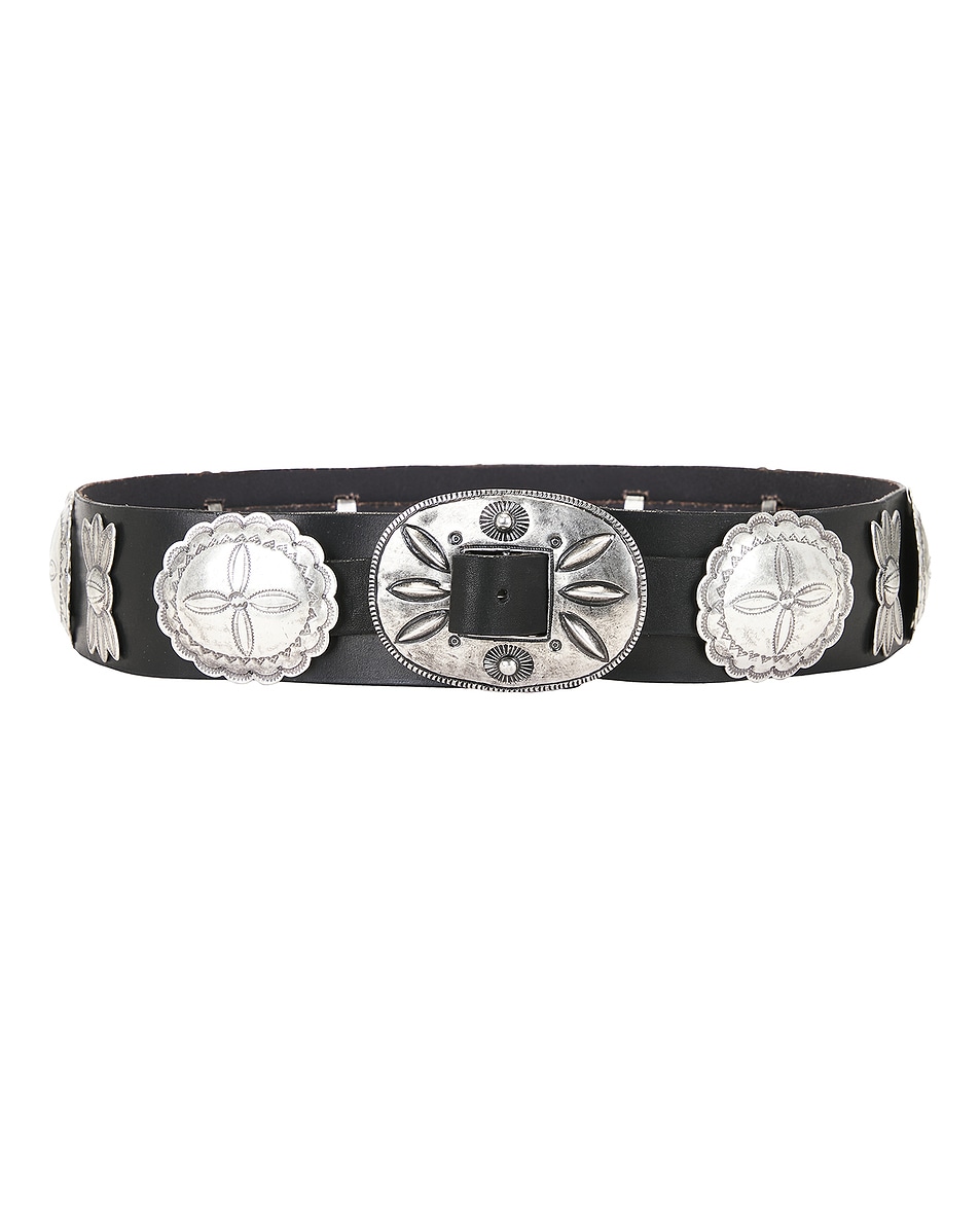 Image 1 of Ralph Lauren Collection Cast Concho Belt in Black