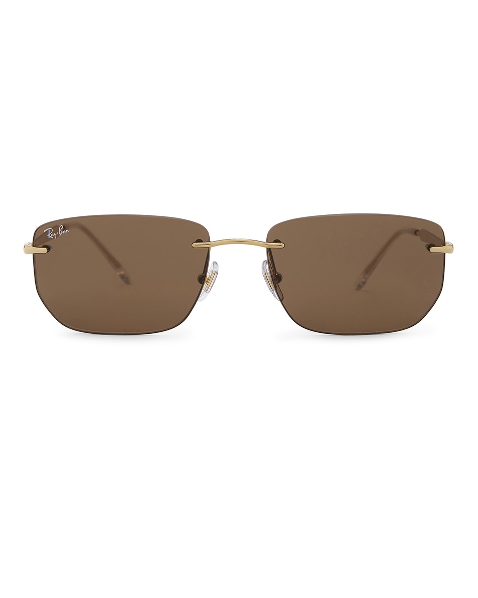 Image 1 of Ray-Ban RB3768 Rectangular Rimless Sunglasses in Arista & Dark Brown