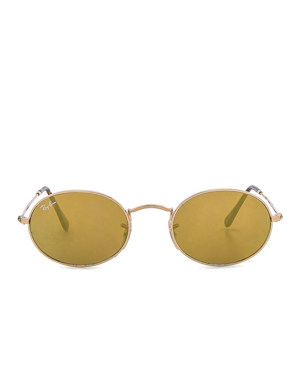 Image 1 of Ray-Ban Oval Flat Sunglasses in Gold Flash