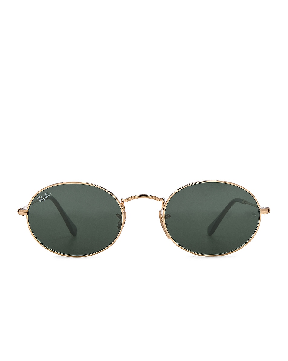Image 1 of Ray-Ban Oval Flat Sunglasses in Gold & Green