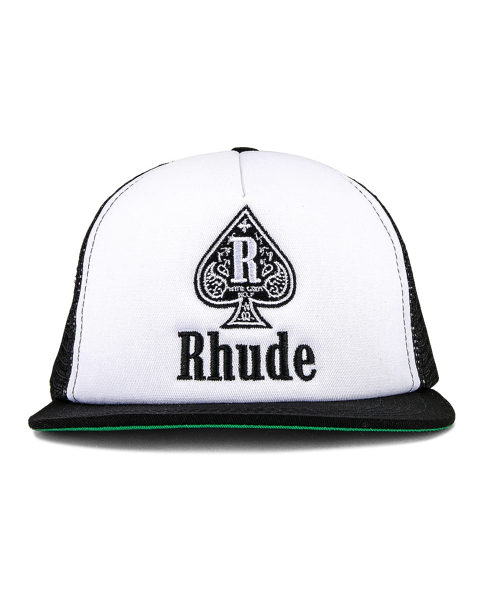 Image 1 of Rhude Spade Trucker Hat in Black & White
