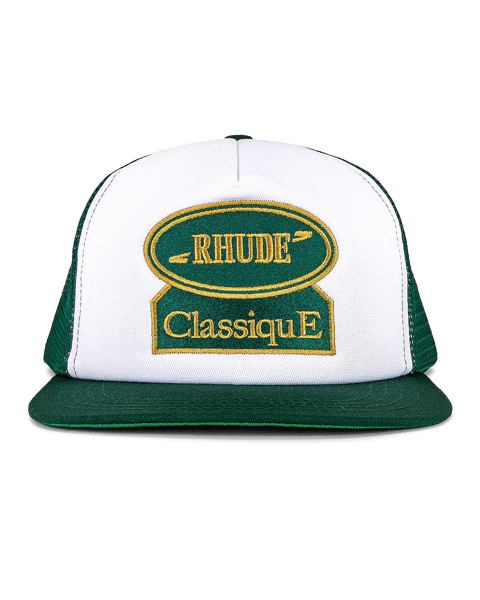 Image 1 of Rhude Classique Hat in Hunter Green & White