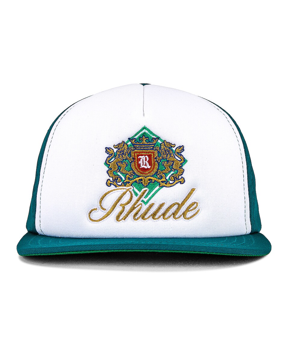 Image 1 of Rhude Menthol Trucker Hat in Menthol & White