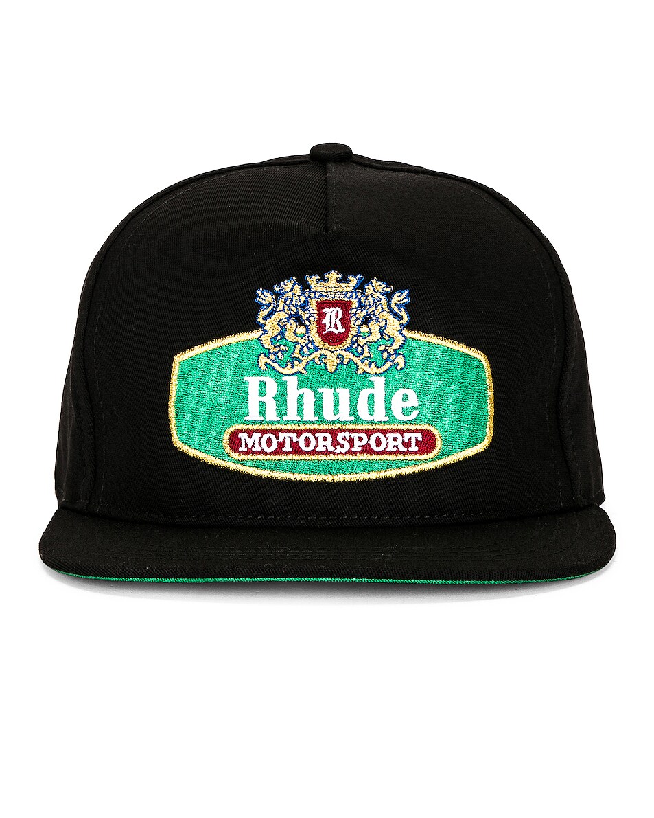 Image 1 of Rhude Racing Crest Hat in Black