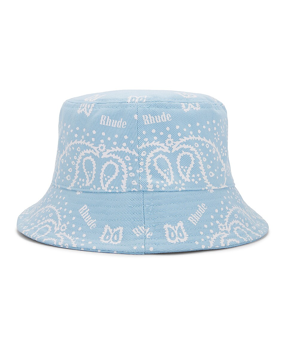Image 1 of Rhude Bandana Canvas Bucket Hat in Blue & White