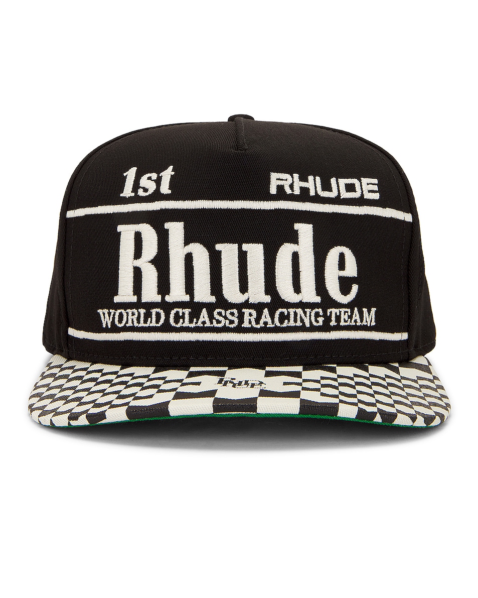 Image 1 of Rhude Finishline Hat in Black & White