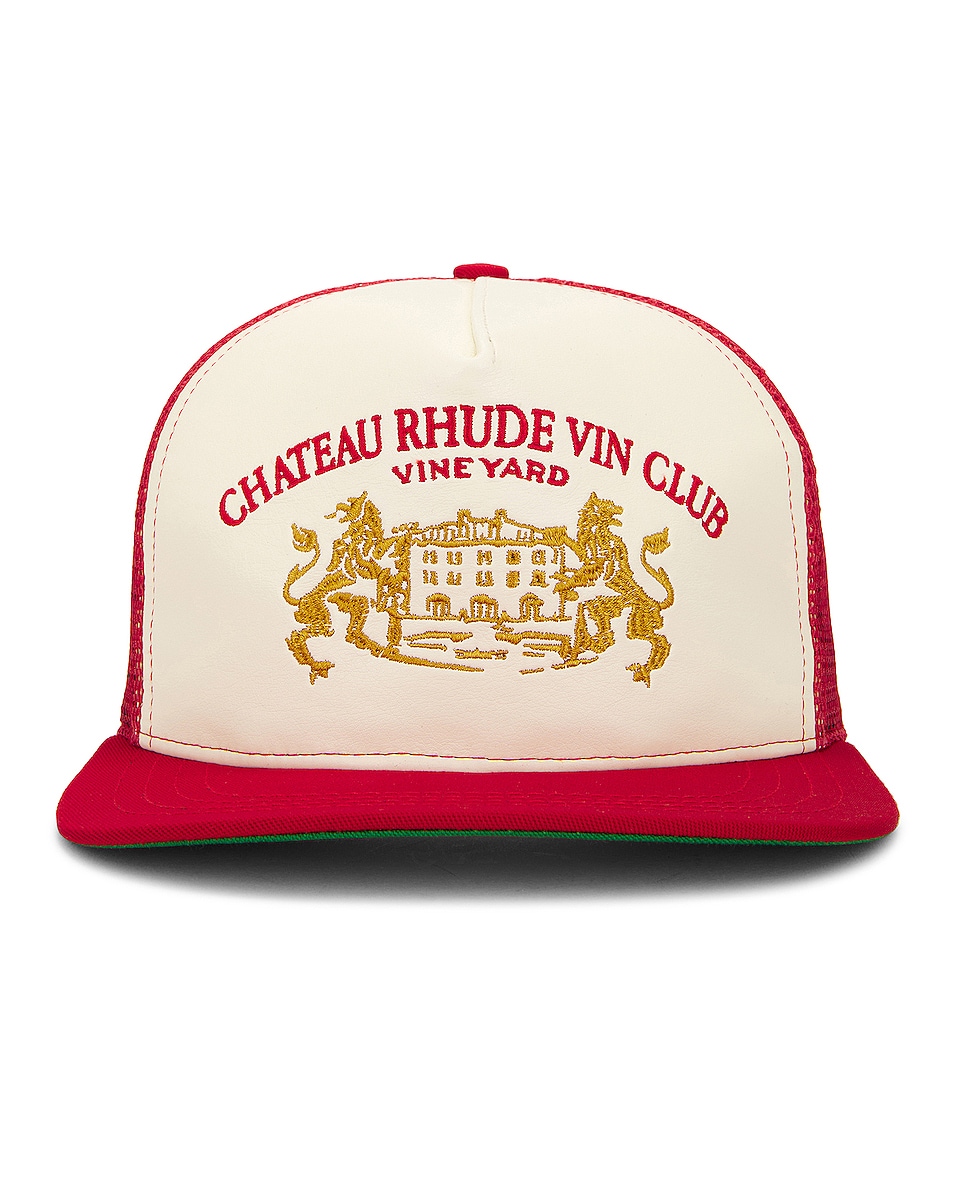 Image 1 of Rhude Celllar Hat in Red & Cream