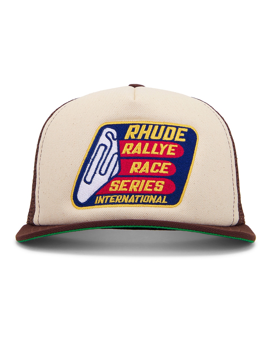 Image 1 of Rhude Race Series Hat In Brown & Vintage White in Brown & Vintage White