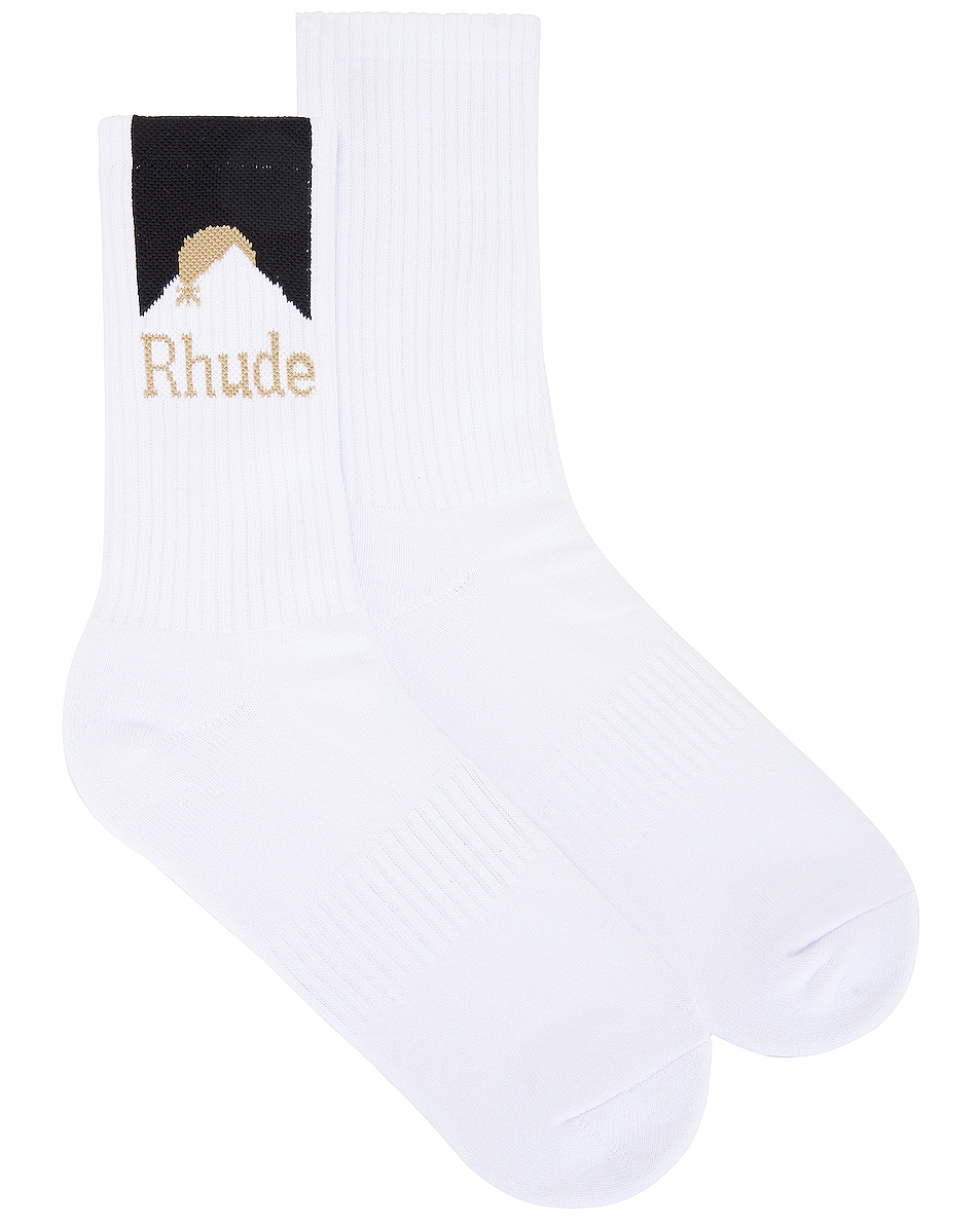Image 1 of Rhude Rhude Moonlight Sock in White, Black, & Yellow