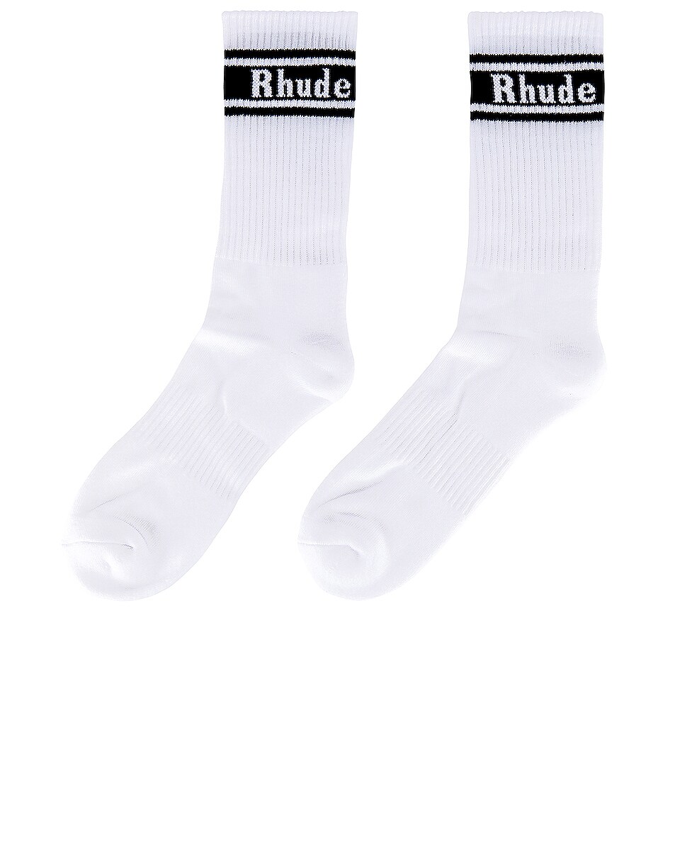 Image 1 of Rhude Black Stripe Socks in Black