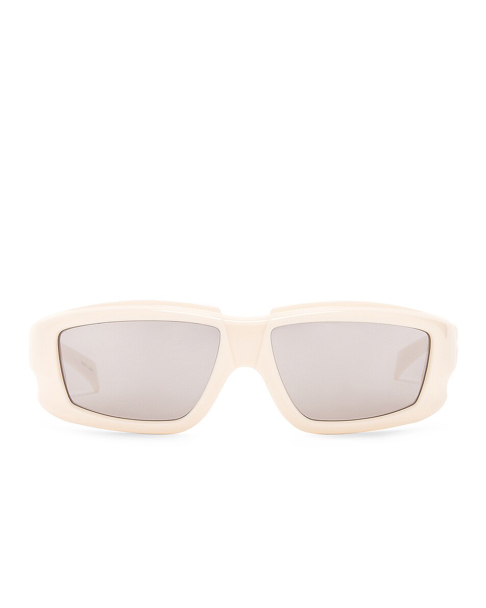 Image 1 of Rick Owens Rick Sunglasses in Cream & Silver