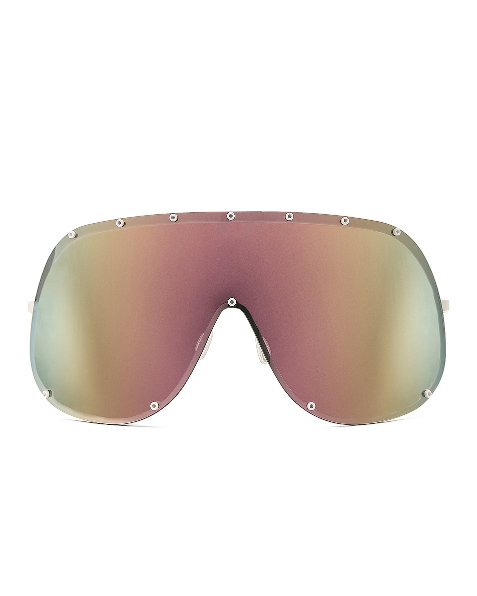 Image 1 of Rick Owens Shield Sunglasses in White & Pink