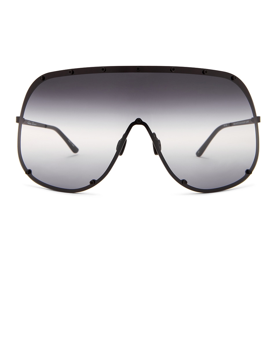 Rick Owens Shield Sunglasses in Black & Clear | FWRD